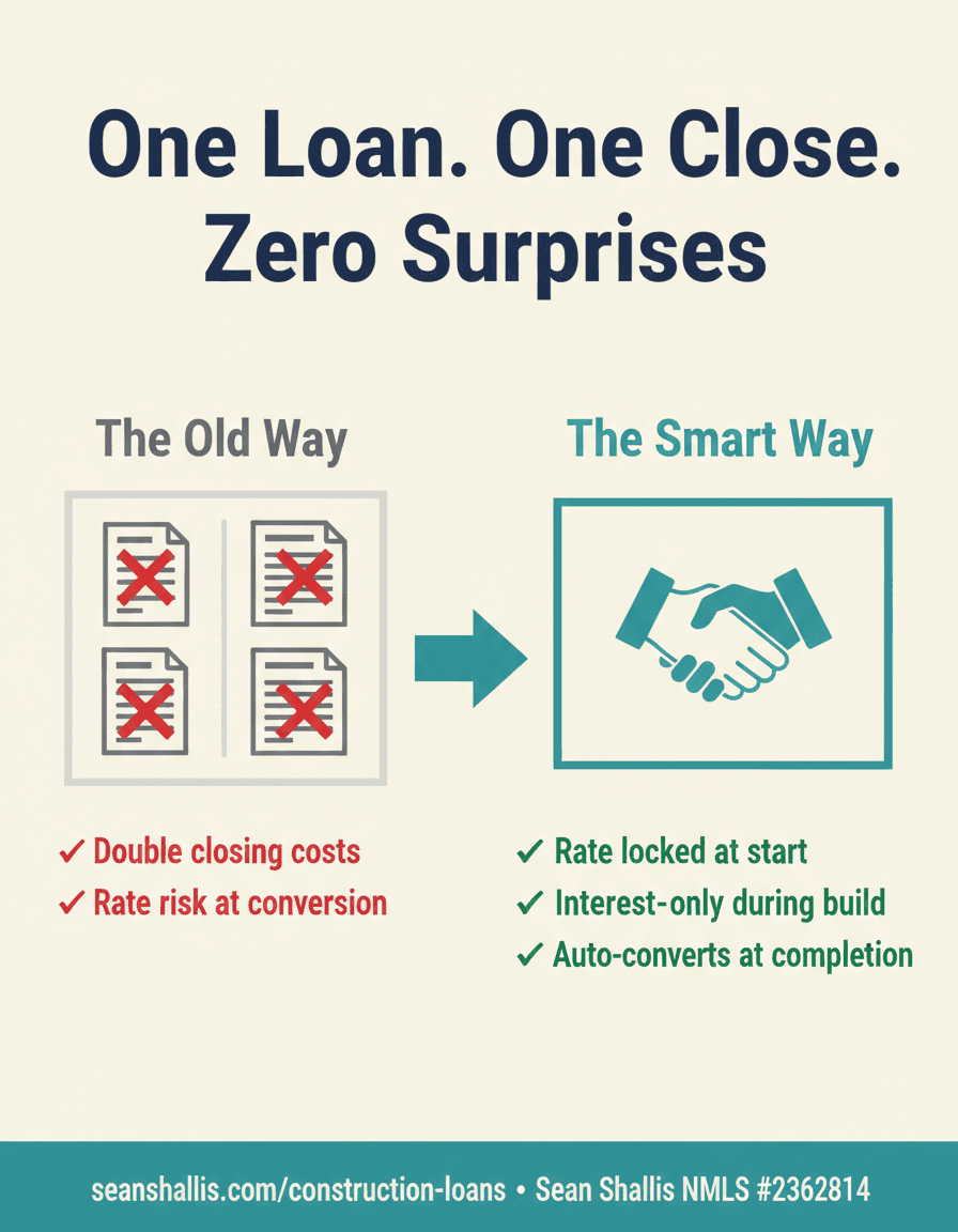 One Loan. One Close. Zero Surprises: Rate locked at start, interest-only during build, auto-converts at completion